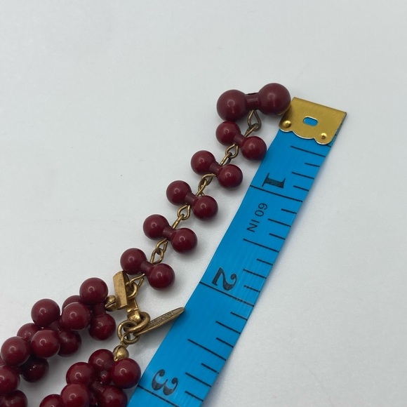 Vtg 60s Miriam Haskell Red Cranberry 3D Bead Choker Necklace 12” + 2” - Picture 8 of 8
